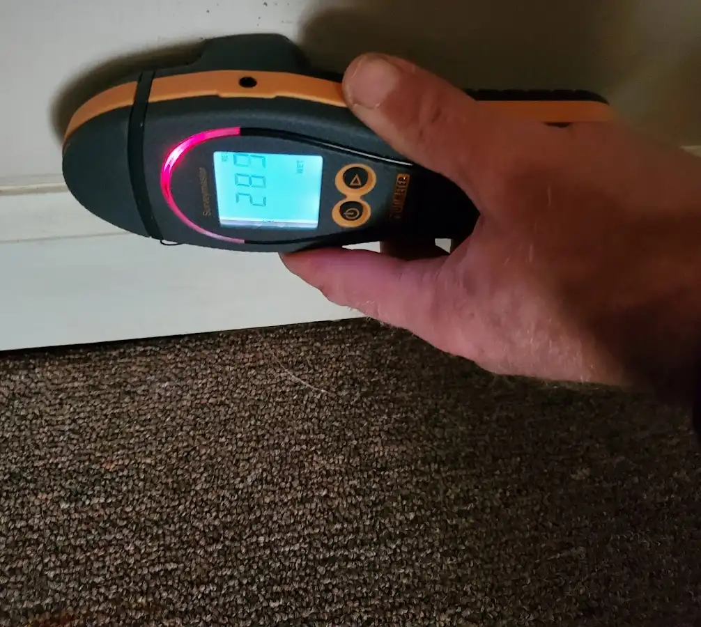 Moisture detection at baseboard during Sewage Cleanup & Sanitation in Reserve
