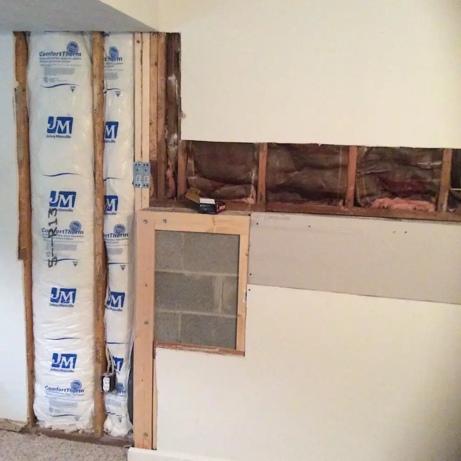 Wall insulation replacement during Basement Flood Cleanup in Reserve